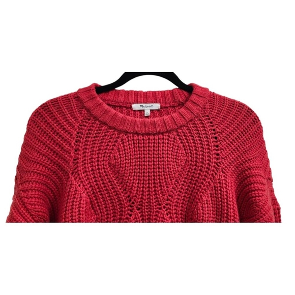 Madewell Cable Knit Sweater Womens Small Red Crewneck Alpaca Wool Blend … - Picture 7 of 13
